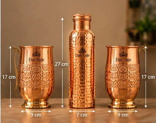 Pack Triple – 1 Bouteille en Cuivre 1 L + 2 Verres